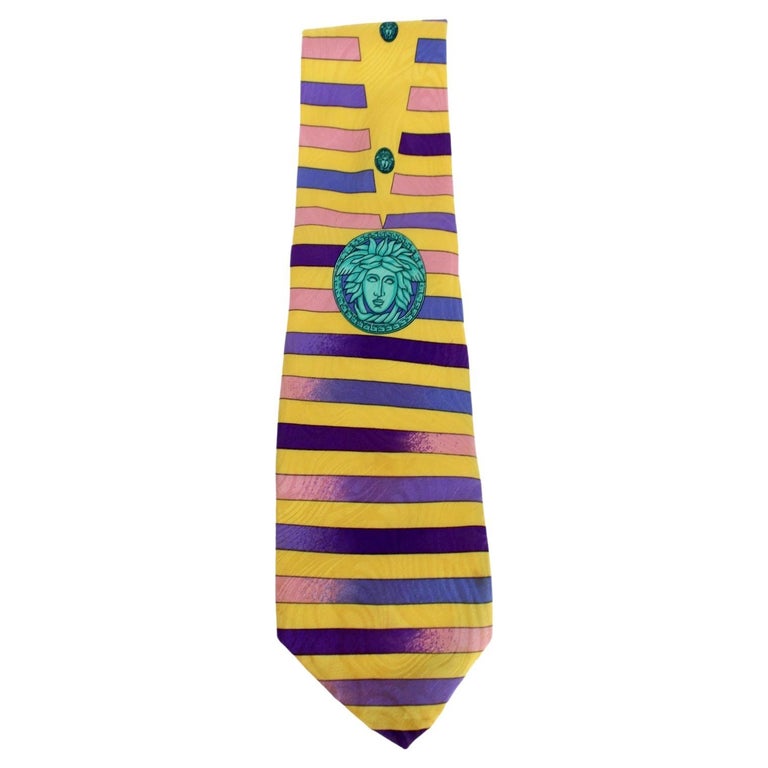 Versace Silk Yellow Vintage Tie For Sale at 1stDibs | versace vintage tie,  gianni versace tie vintage, versace vintage ties