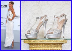 VERSACE silver leather double platform sandals as seen on Kate 37; 38; 40