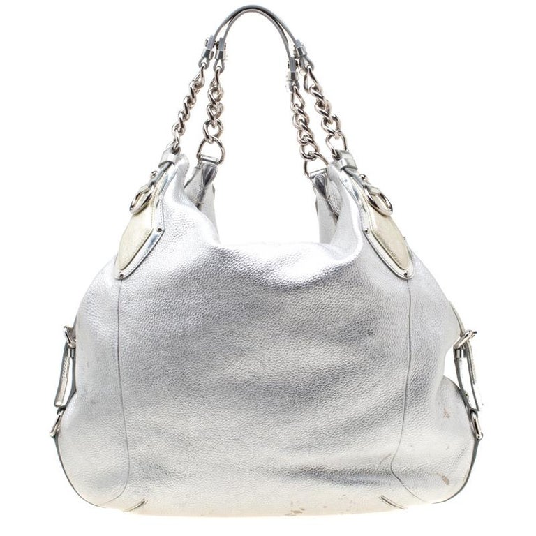 Versace Silver Leather Hobo For Sale at 1stDibs