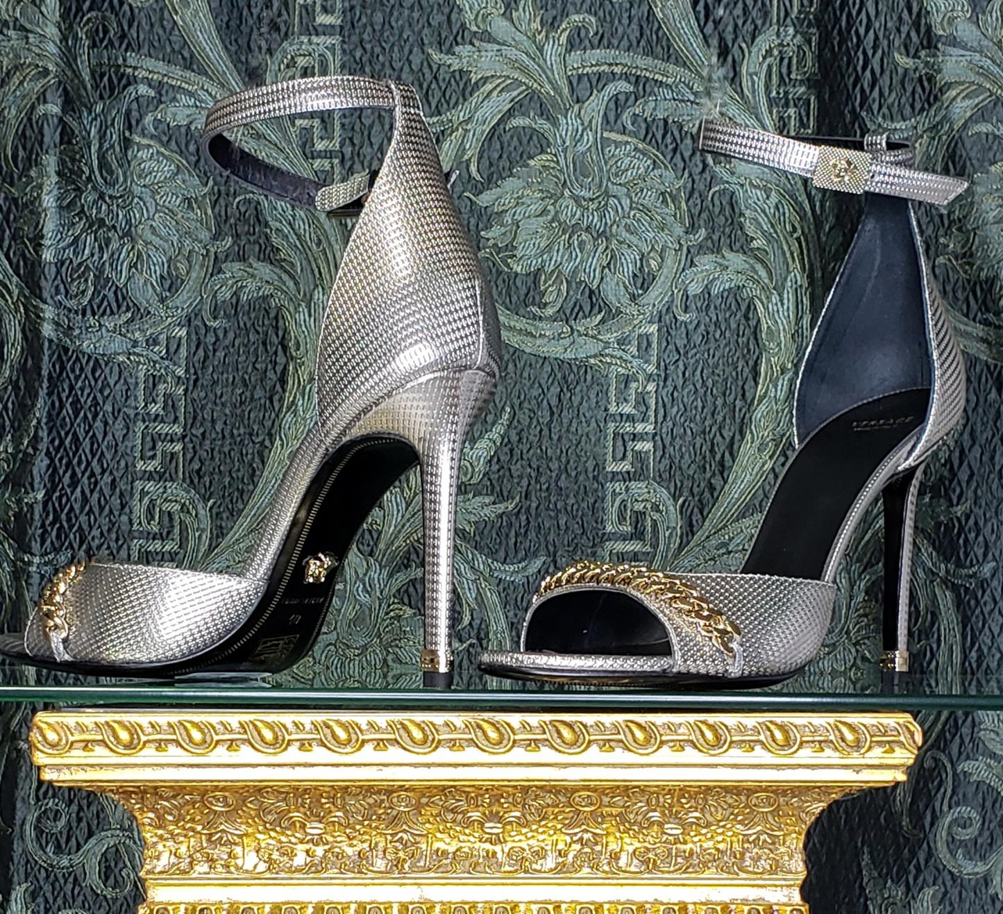 versace silver shoes
