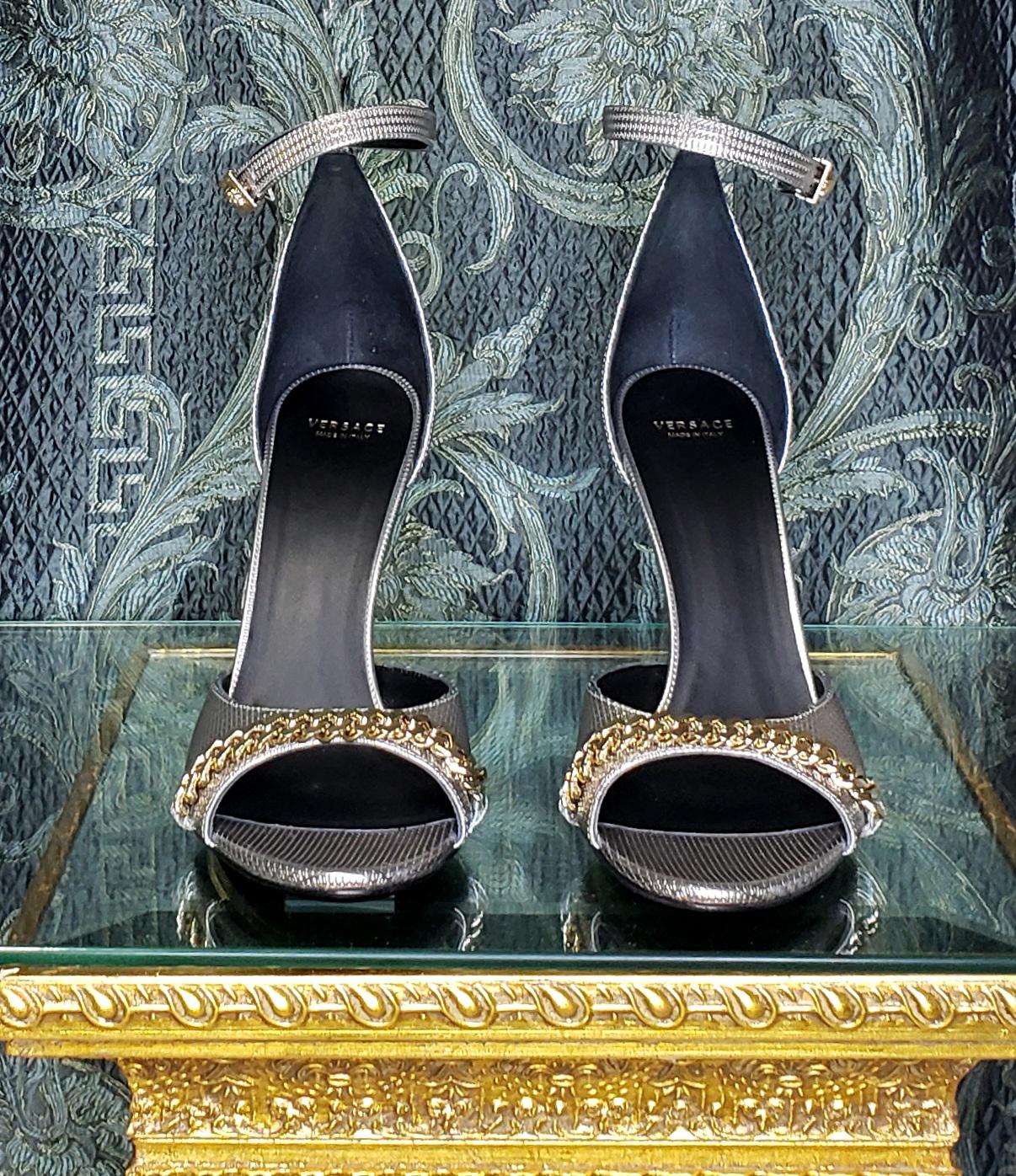 silver versace shoes