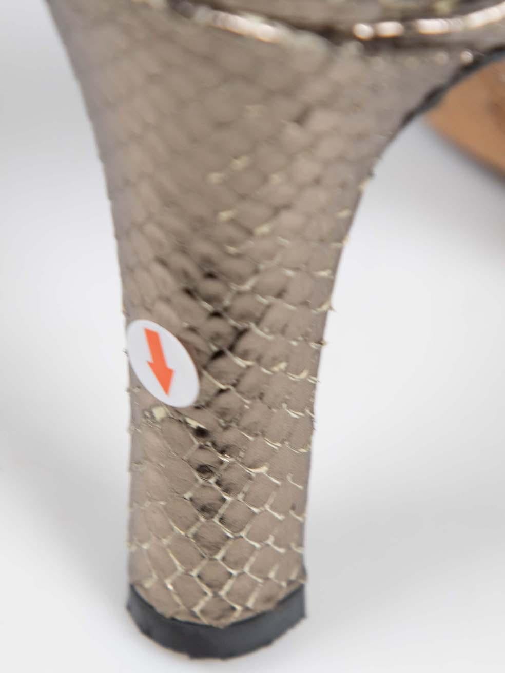 Versace Silver Snakeskin Platform Strappy Heels Size IT 36 For Sale 2