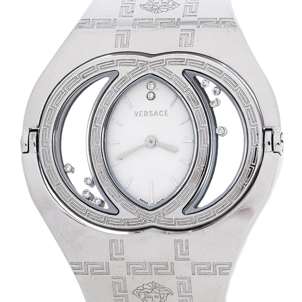 Contemporain Versace Acier inoxydable argenté Diamants Eclissi 83Q Montre-bracelet pour femme 39 mm