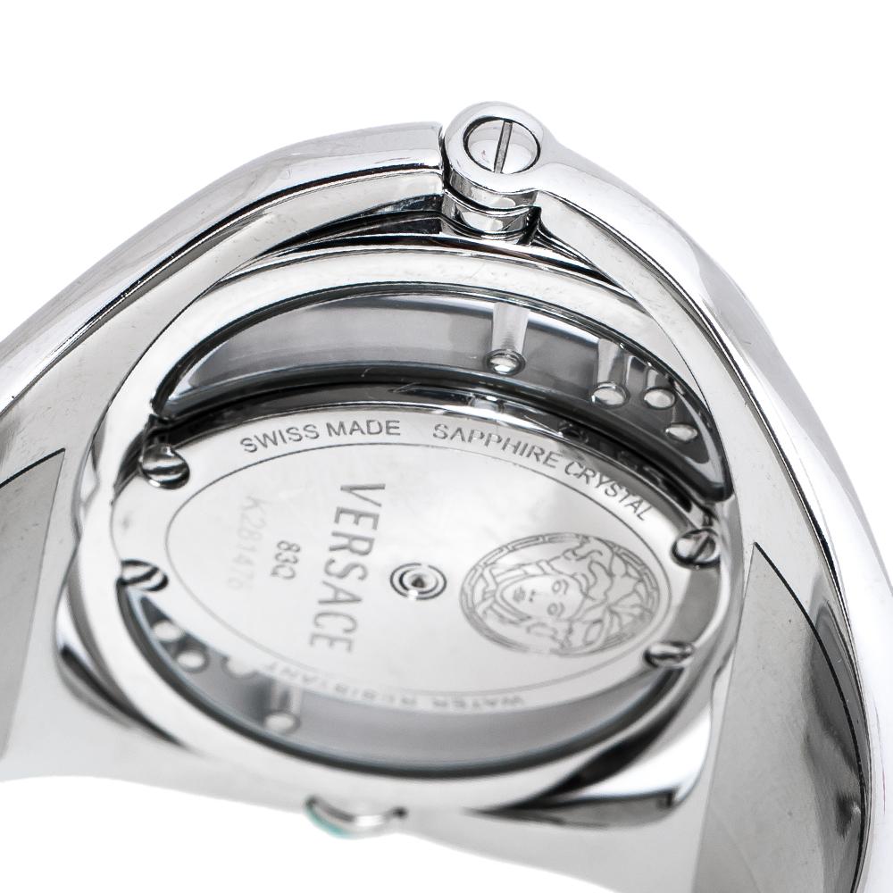 Uncut Versace Silver Stainless Steel Diamonds Eclissi 83Q Women's Wristwatch 39 mm