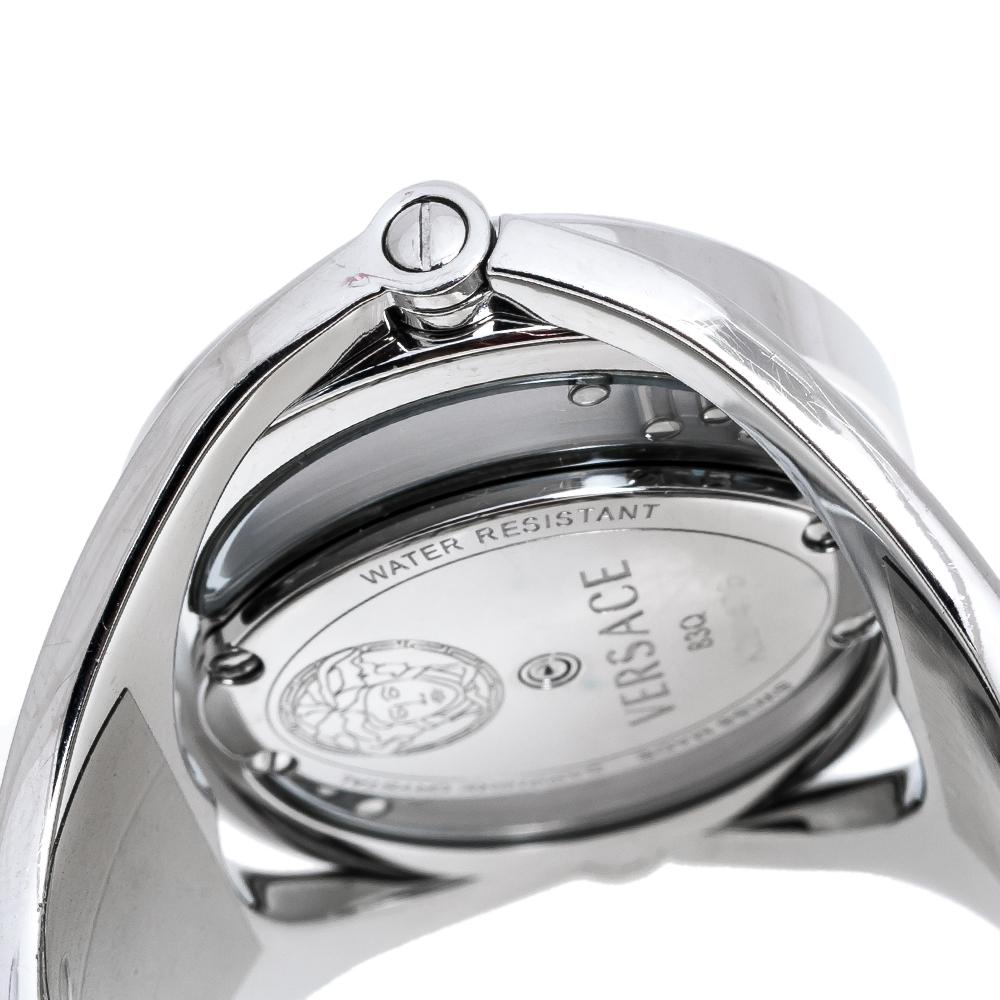 Versace Silver Stainless Steel Diamonds Eclissi 83Q Women's Wristwatch 39 mm In Good Condition In Dubai, Al Qouz 2