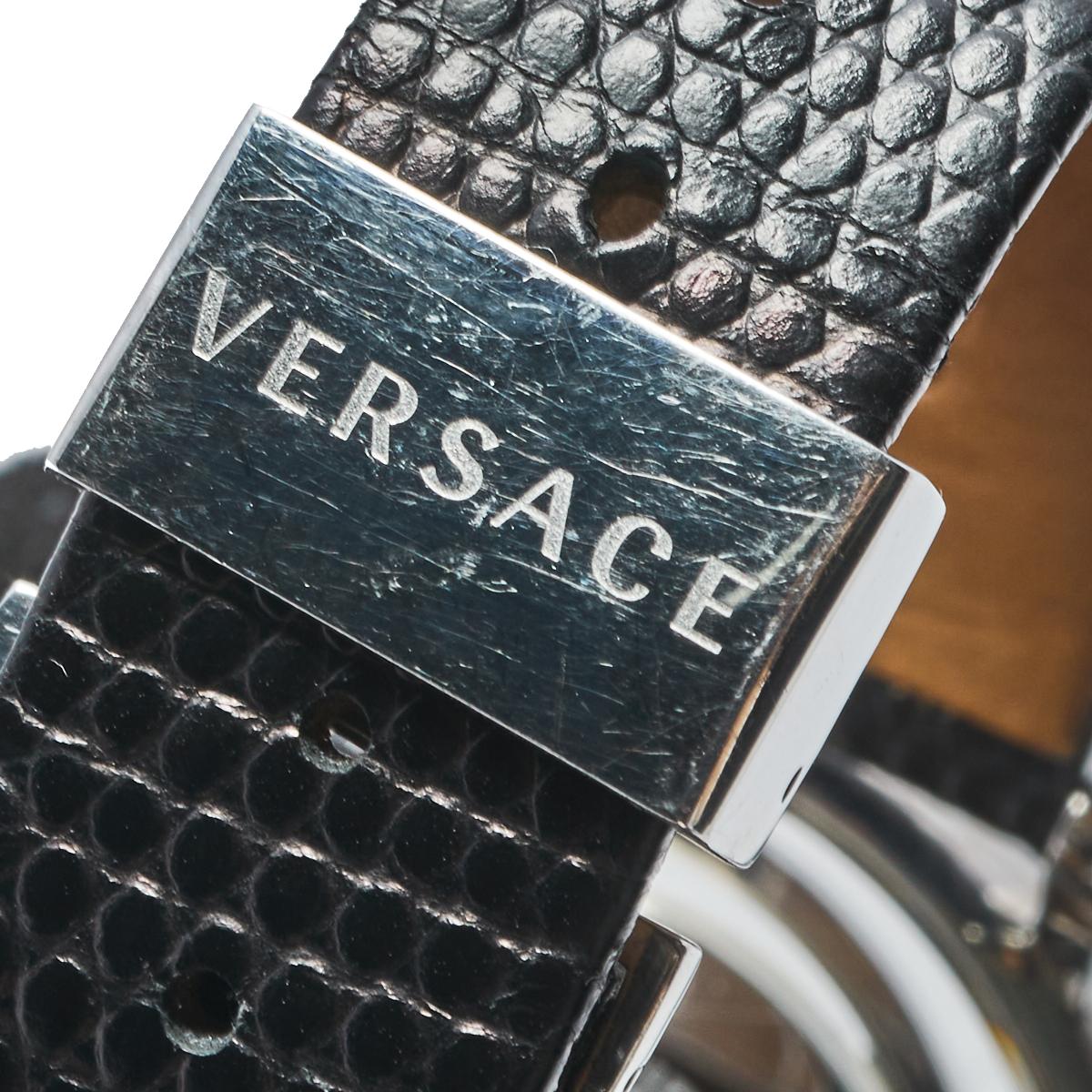 Versace Silver Stainless Steel Leather Venus VFH Women's Wristwatch 39 mm 1