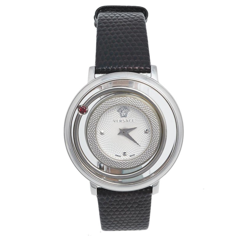 Versace Silver Stainless Steel Leather Venus VFH Women