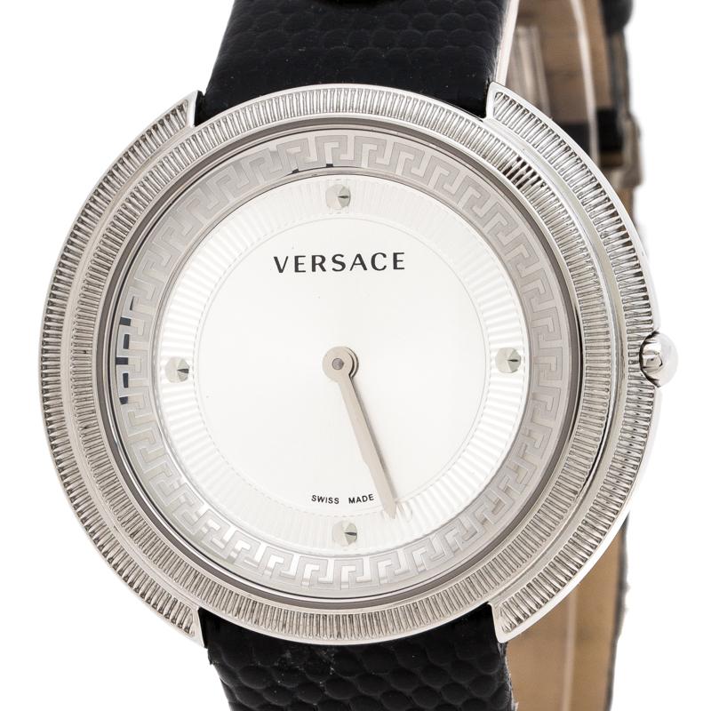 Versace Silver Stainless Steel Thea A7Q Women's Wristwatch 39MM In Good Condition In Dubai, Al Qouz 2