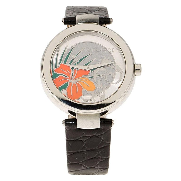 Versace Silver Stainless Steel Women's Wristwatch 38MM For Sale at 1stDibs