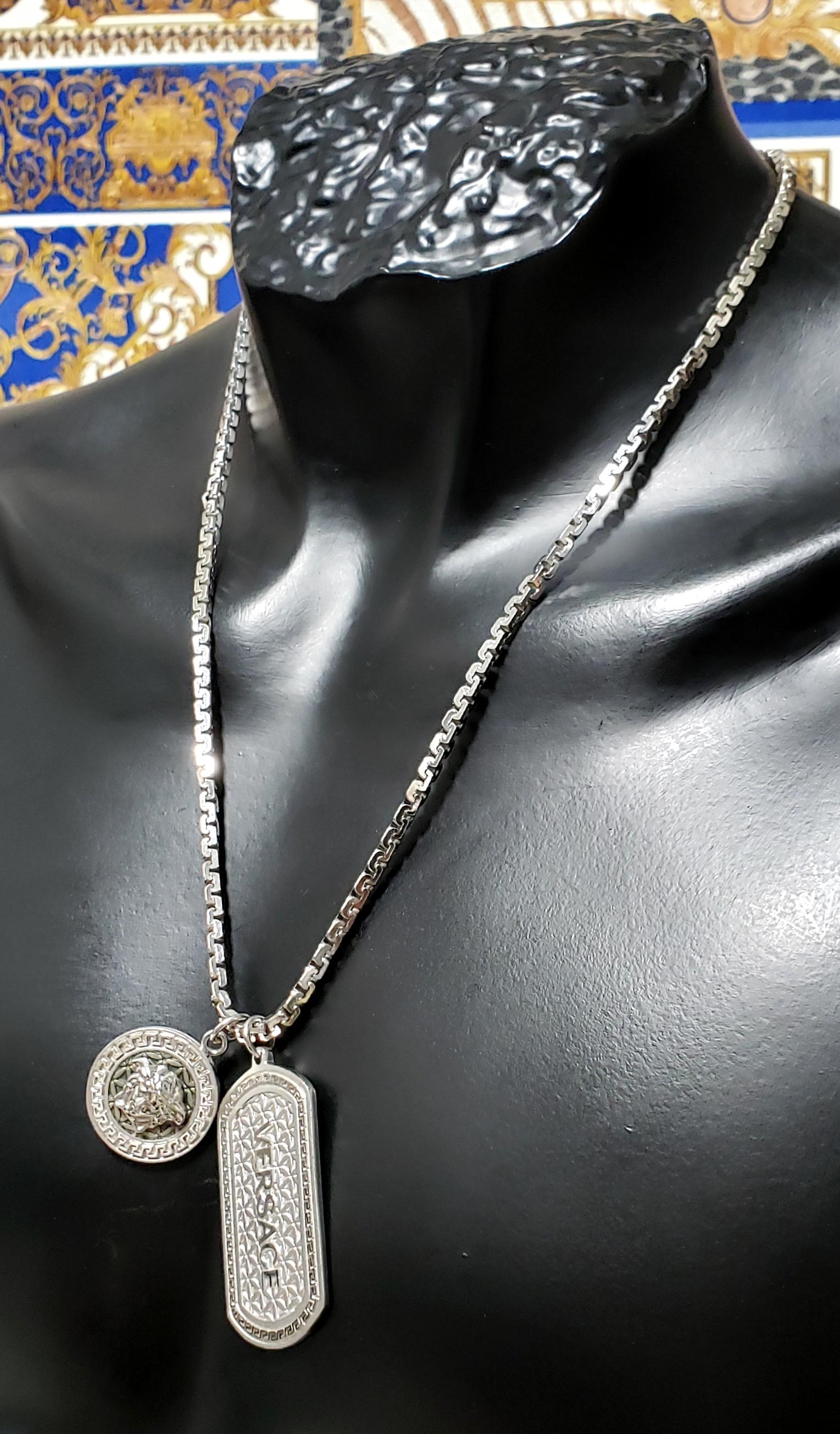 versace silver necklace