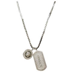VERSACE SILVER TONE CHAIN MEDUSA DOUBLE Medallion at 1stDibs | versace  necklace silver, silver versace necklace, versace silver necklace