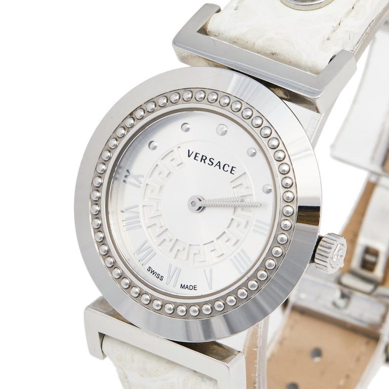 Versace Silver White Stainless Steel Leather Vanity P5Q  display picture 1