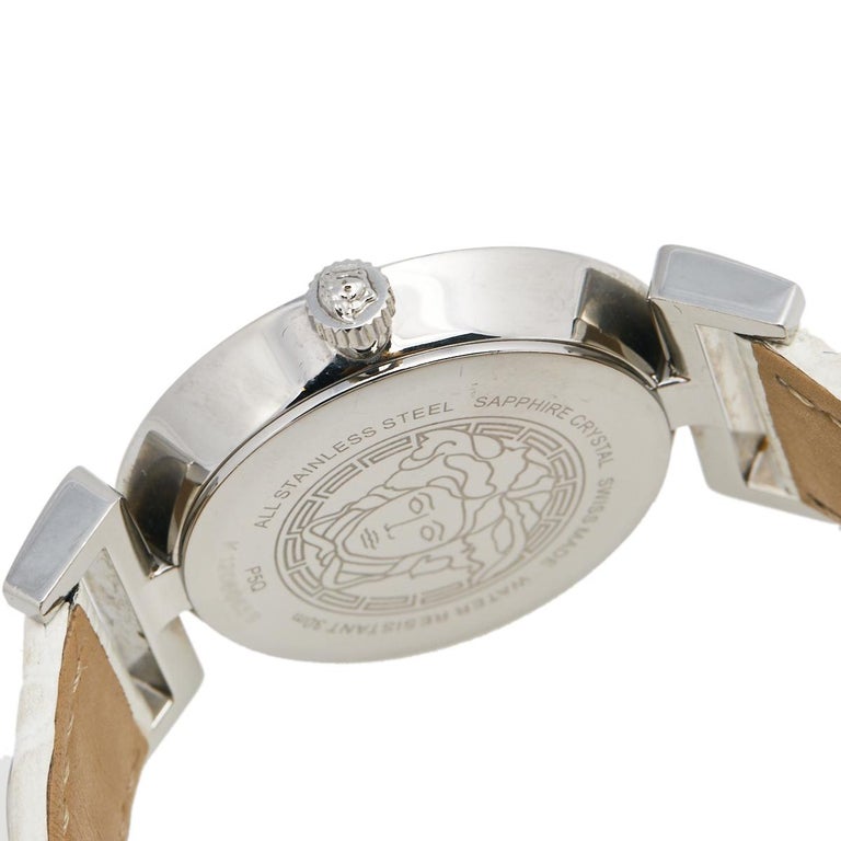 Versace Silver White Stainless Steel Leather Vanity P5Q  display picture 2