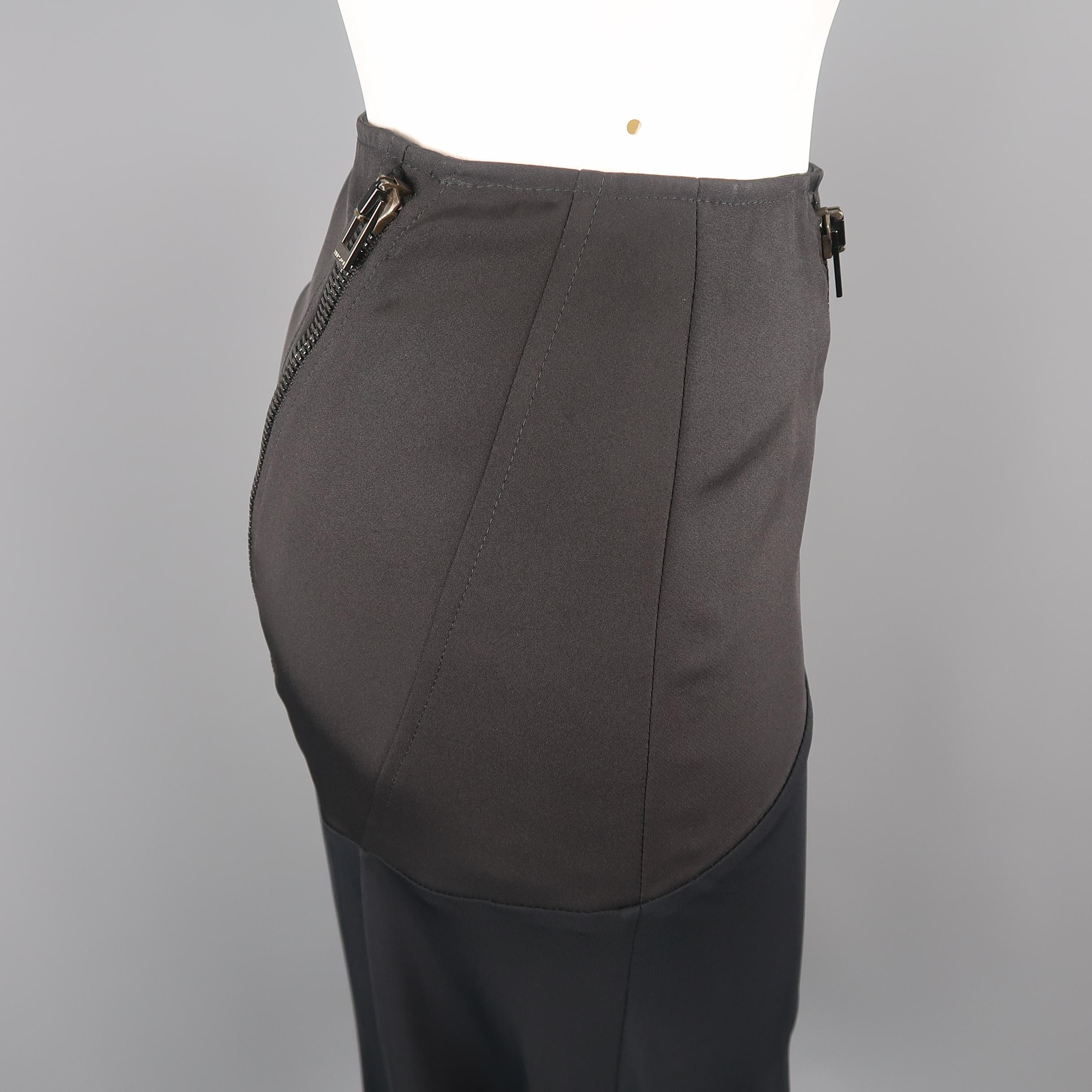 VERSACE Size 10 Black Zip Detail Flair Skirt 1