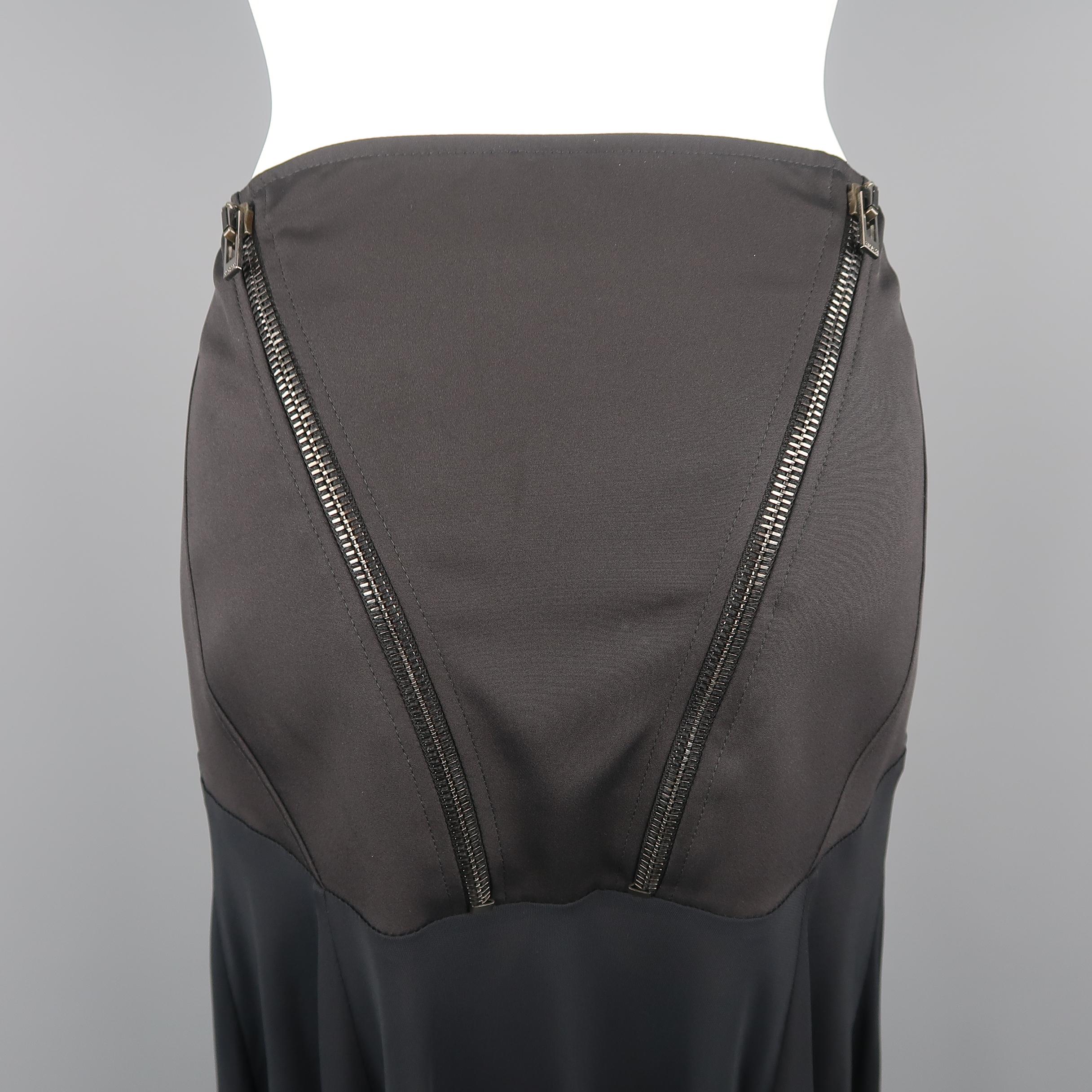 VERSACE Size 10 Black Zip Detail Flair Skirt 3