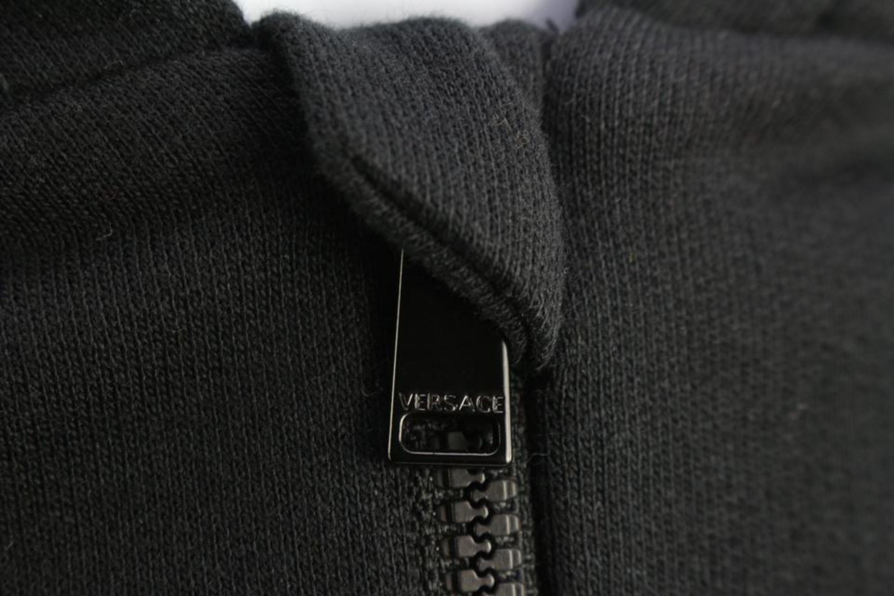 Versace Size 10A Boy's Black Blue Baroque Zip Up Hoodie Sweatshirt Kid 121v39 For Sale 3