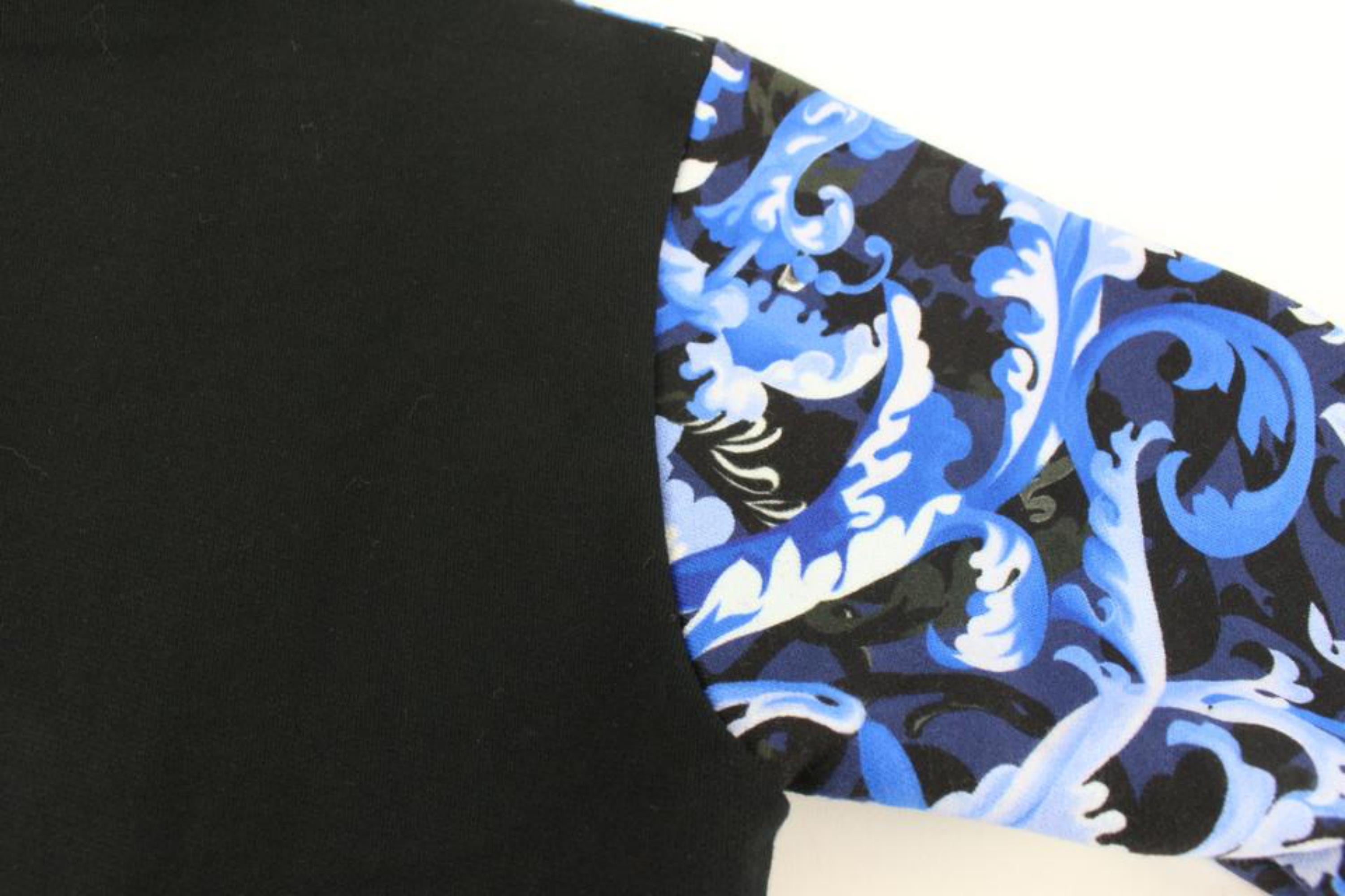 Versace Size 10A Boy's Black Blue Baroque Zip Up Hoodie Sweatshirt Kid 121v39 For Sale 5
