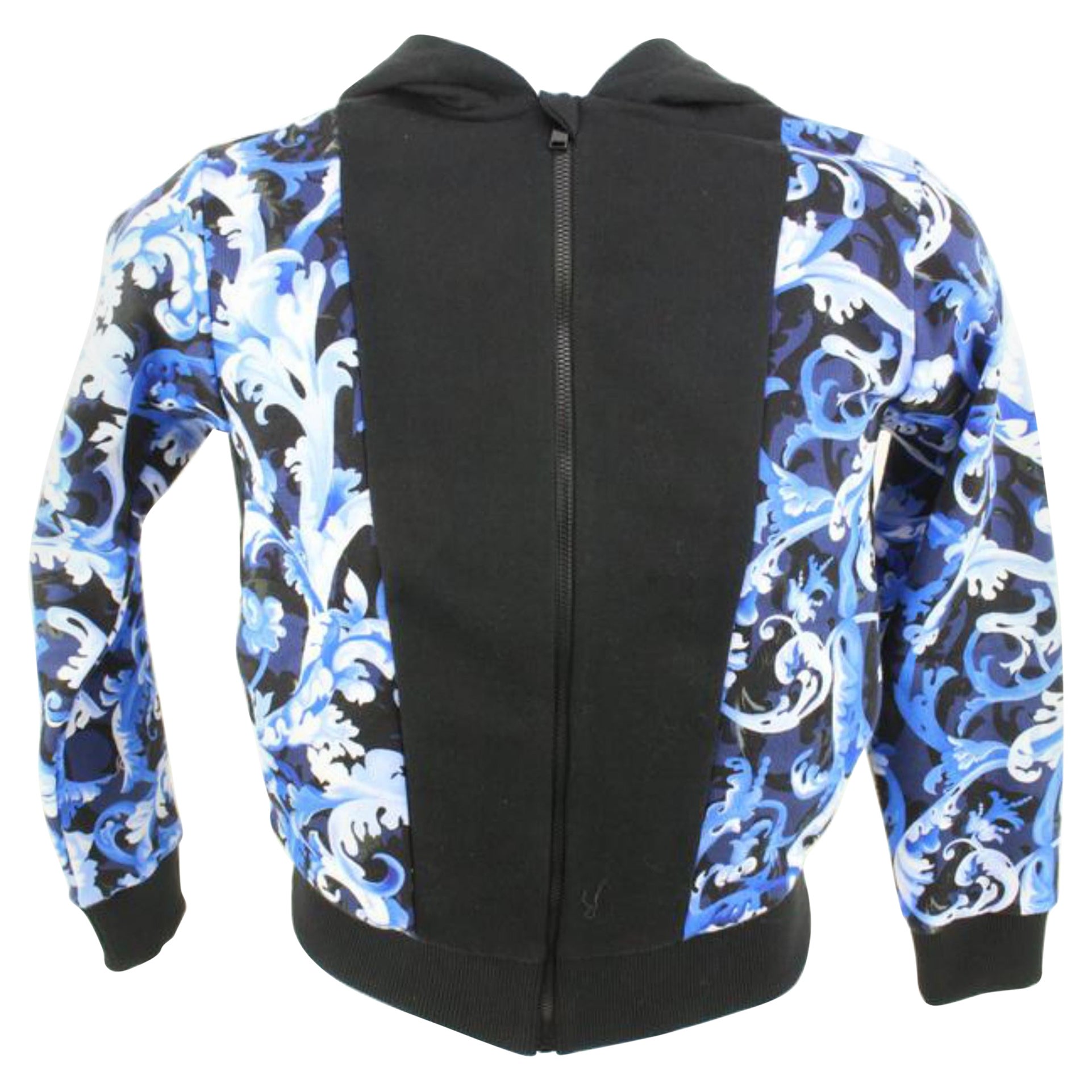 Versace taglia 10A Felpa con cappuccio nera blu barocca da bambino 124v6