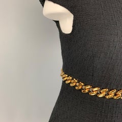 VERSACE Size 2 Black Cotton Textured Cap Sleeves Dress