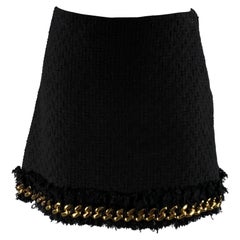 VERSACE Size 2 Black Gold Cotton Chain Mini Skirt
