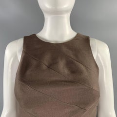 VERSACE Size 2 Brown Silk  Wool Strappy Dress