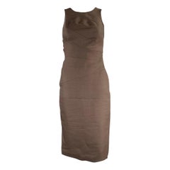 VERSACE Size 2 Brown Silk  Wool Strappy Dress