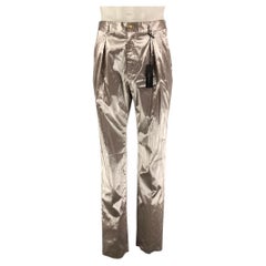VERSACE Size 34 Silver Metallic Pleated Dress Pants