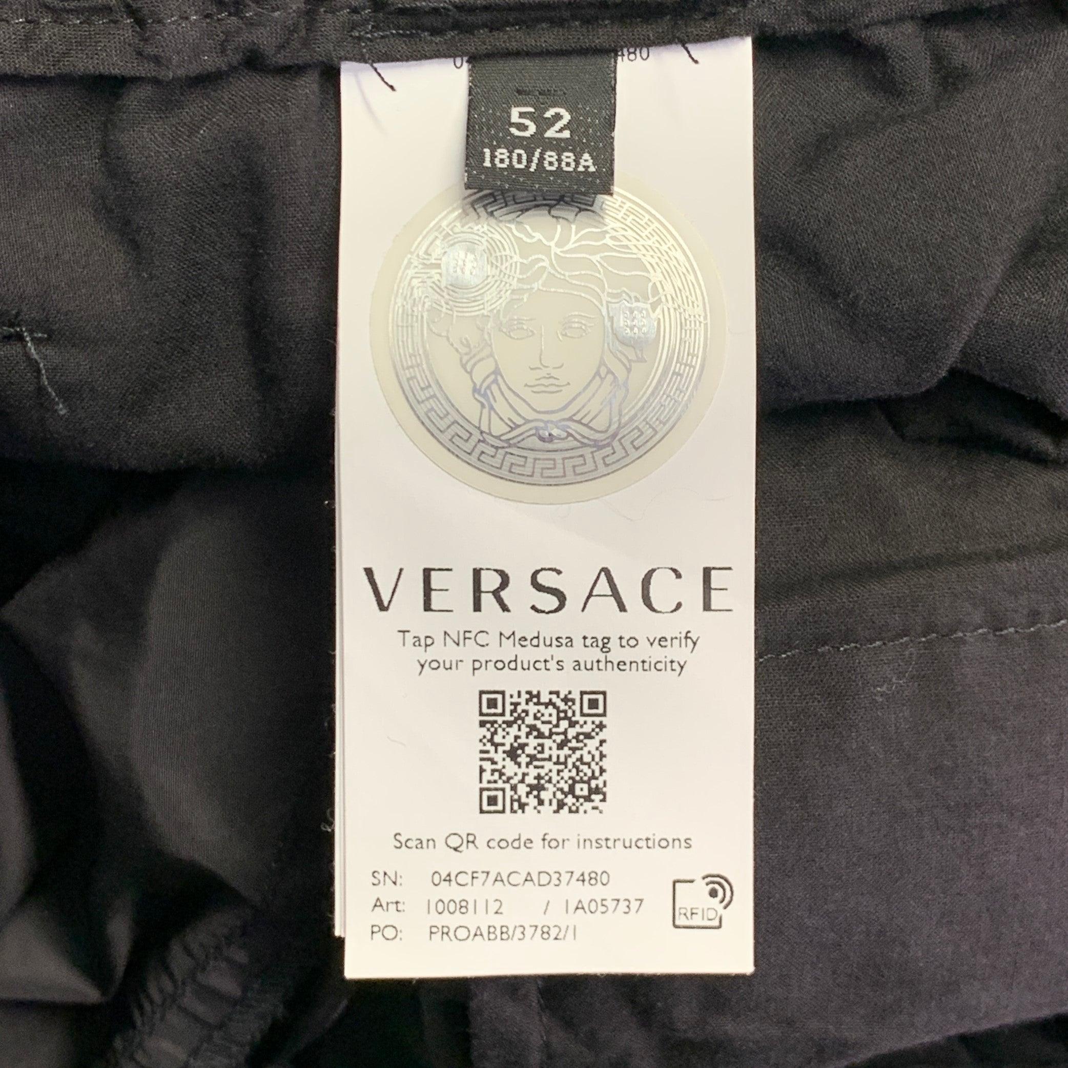 VERSACE Size 36 Black Blue Gold Vertical Stripe Nylon Sweatpants Casual Pants For Sale 1