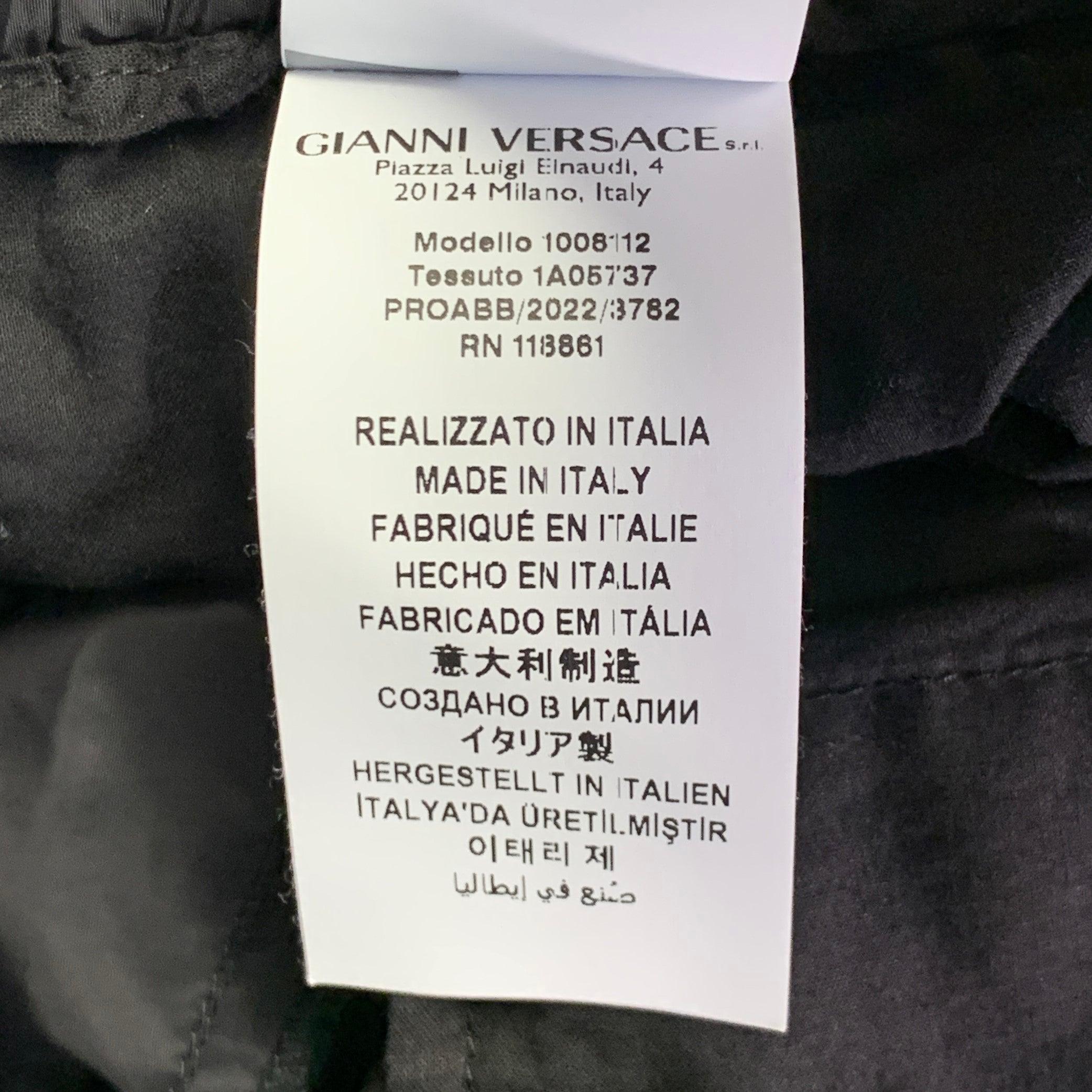 VERSACE Size 36 Black Blue Gold Vertical Stripe Nylon Sweatpants Casual Pants For Sale 2
