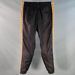 VERSACE Größe 36 Schwarz Blau Gold Vertikale Streifen Nylon Sweatpants Casual Pants