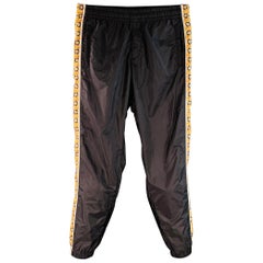 VERSACE Größe 36 Schwarz Blau Gold Vertikale Streifen Nylon Sweatpants Casual Pants