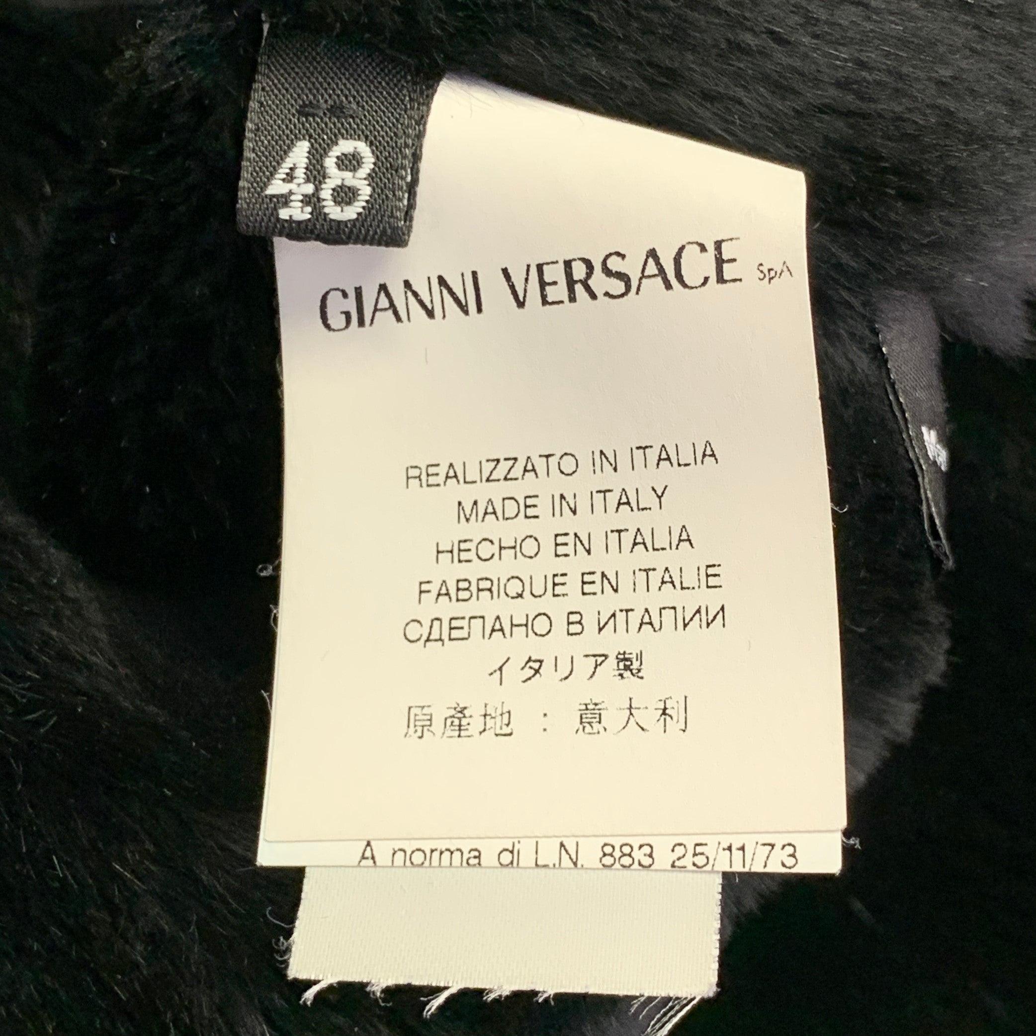 Versace Taglia 38 Giacca da moto in pelle nera e finto shearling in vendita 5