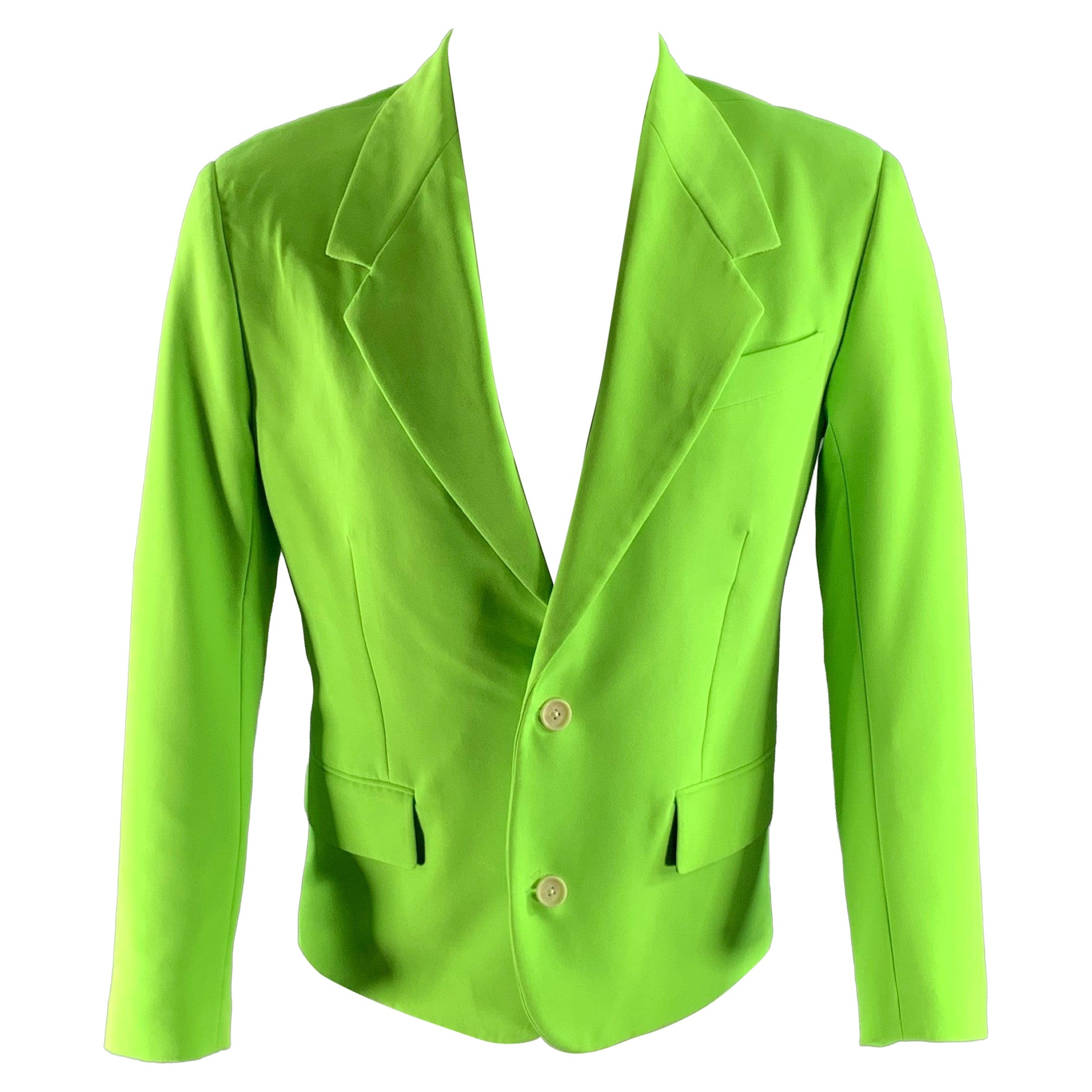 VERSACE Size 38 Green Neon Polyester Blend Notch Lapel Sport Coat