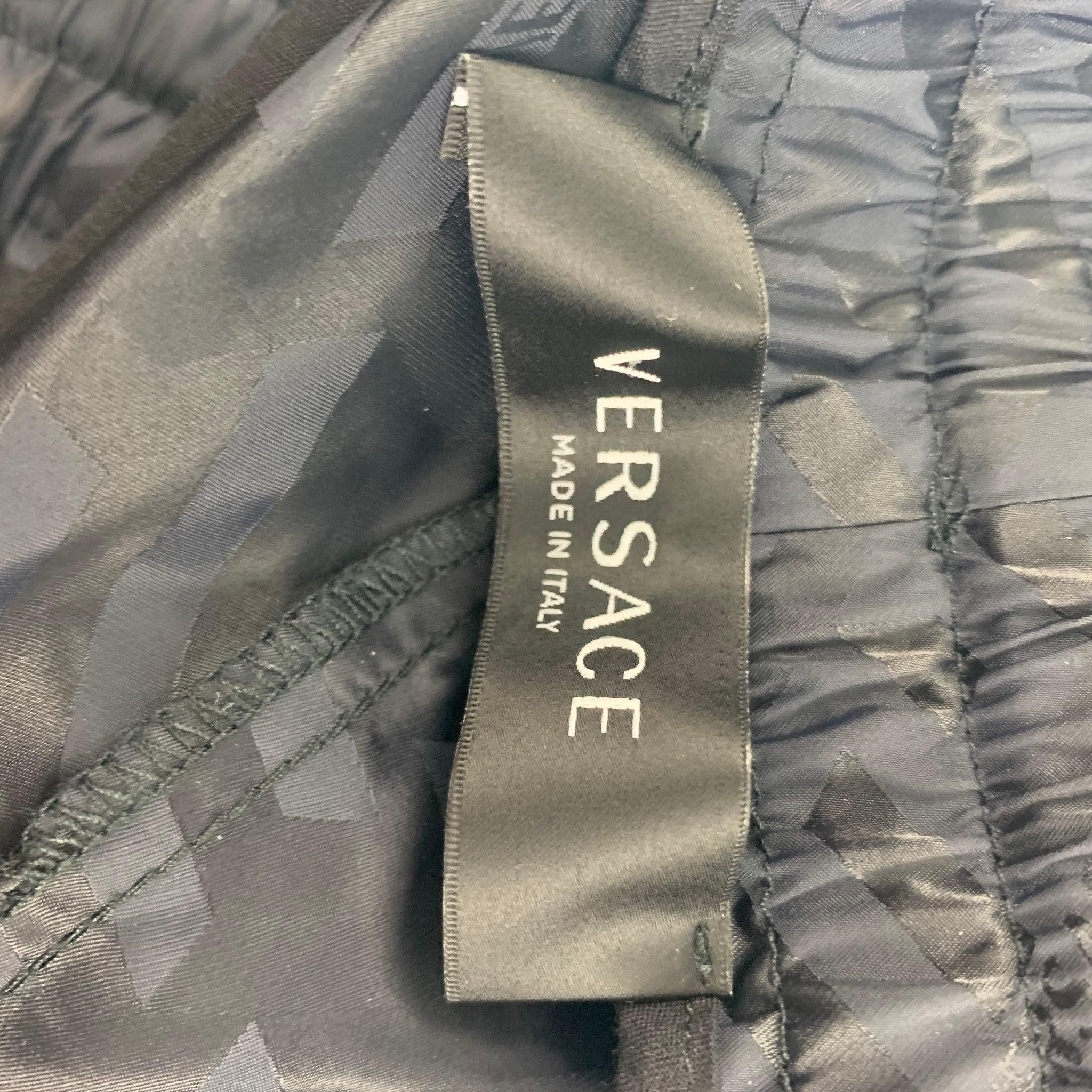 VERSACE Size 38 Navy White Color Block Casual Pants For Sale 1