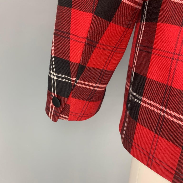 VERSACE Size 38 Red Black Plaid Wool Tailor Made Executive Sport Coat ...