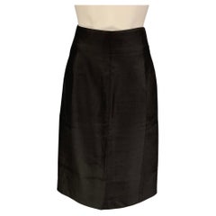 VERSACE Size 8 Black Wool Silk Pencil Below Knee Skirt