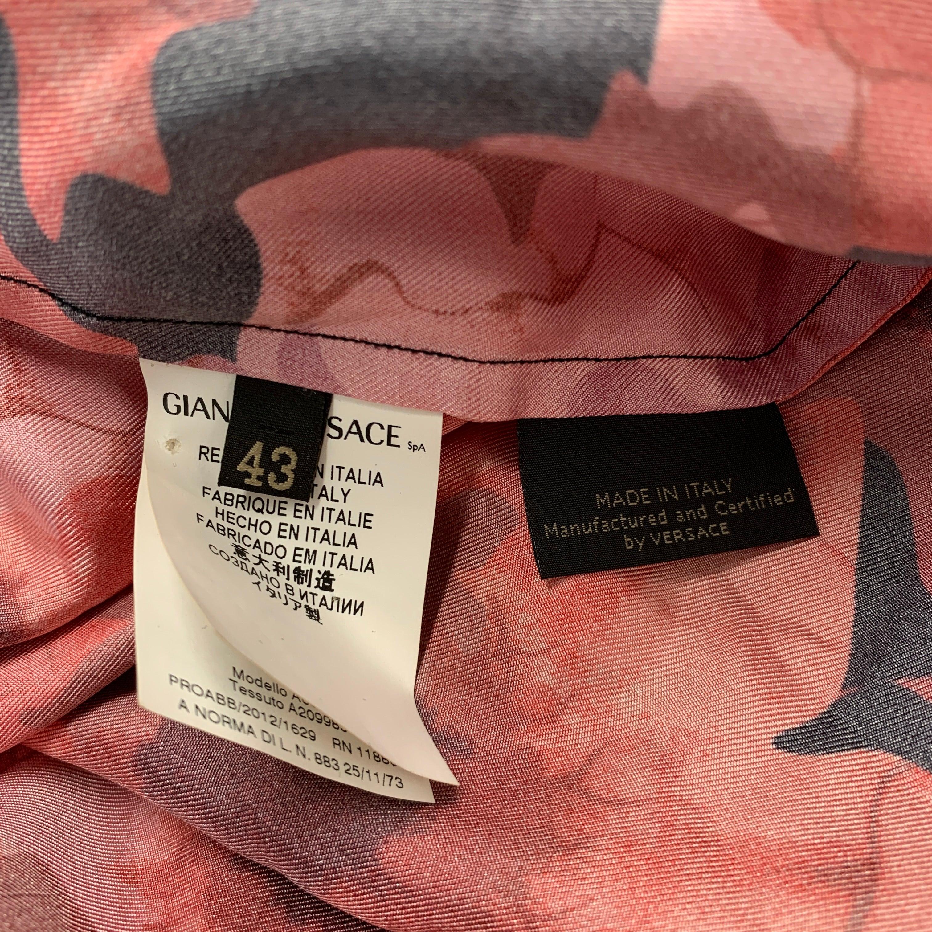 VERSACE Size L Multi-Color Floral Silk Button Down Long Sleeve Shirt For Sale 5