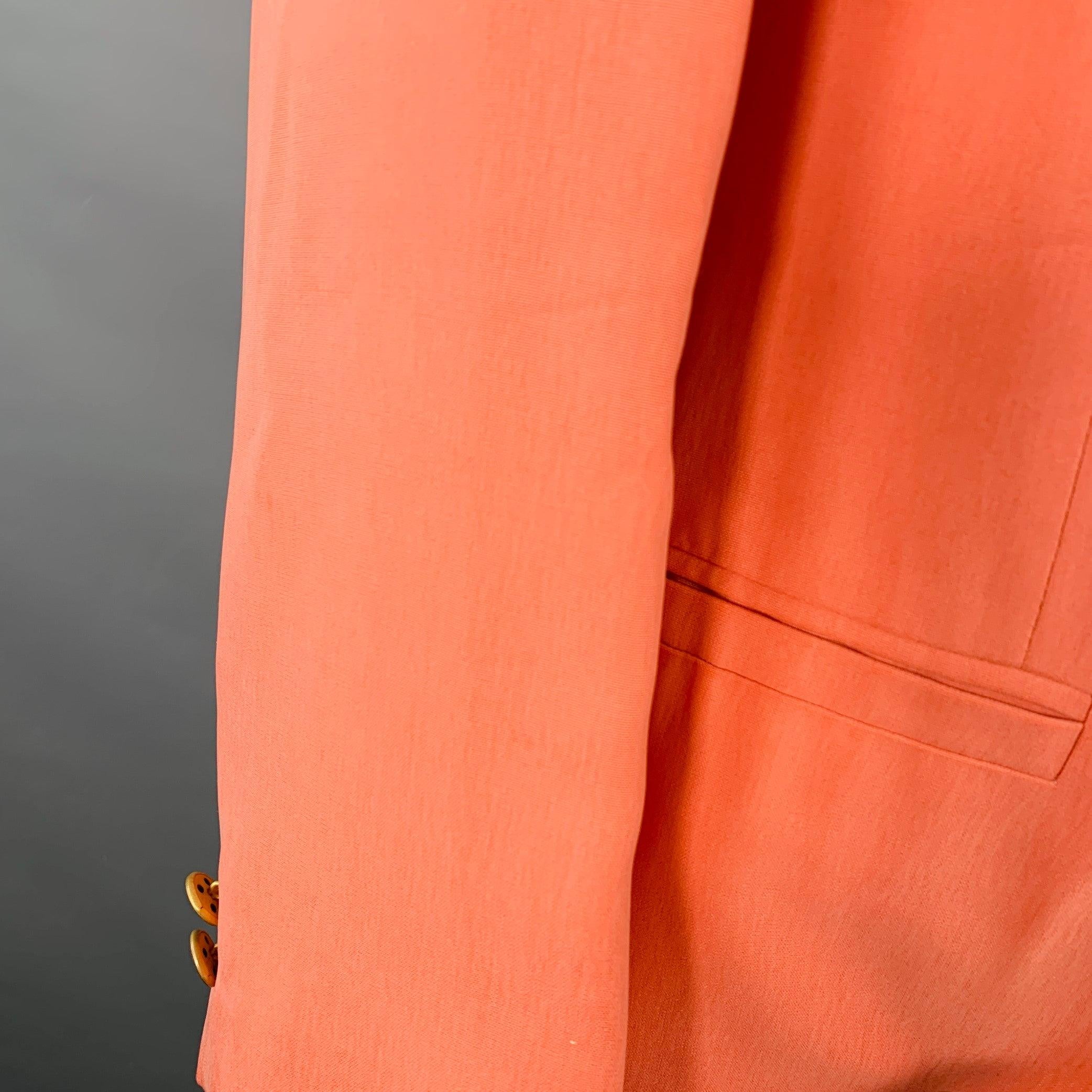 Men's VERSACE Size L Pink Salmon Silk Notch Lapel Sport Coat