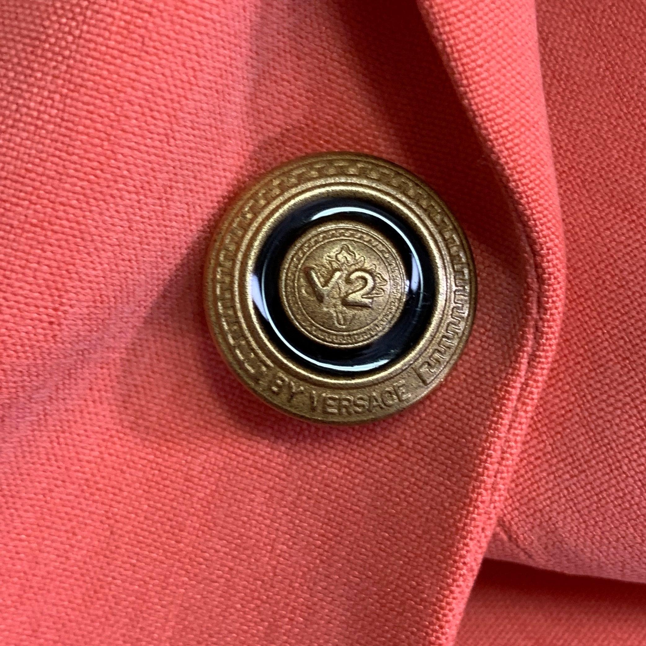 VERSACE Size L Pink Salmon Silk Notch Lapel Sport Coat 4