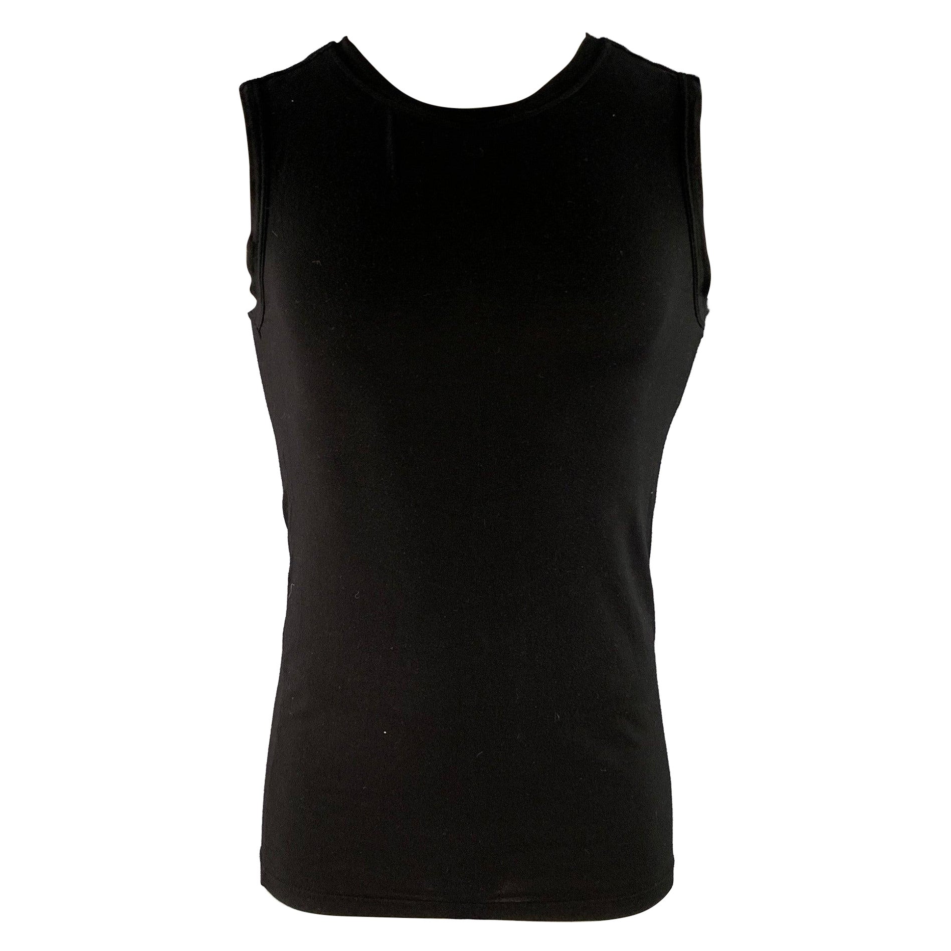 VERSACE Size M Black Modal Blend Muscle Sleeveless T Shirt en vente