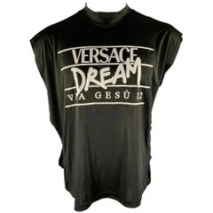 VERSACE Size M Black Print Muscle T-shirt