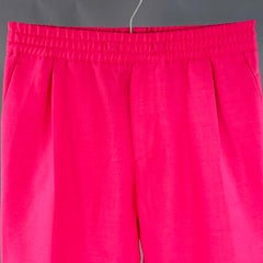 VERSACE Size M Pink Fuchsia Virgin Wool Mohair Pleated Tapered Casual Pants
