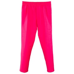 VERSACE Size M Pink Fuchsia Virgin Wool Mohair Pleated Tapered Casual Pants