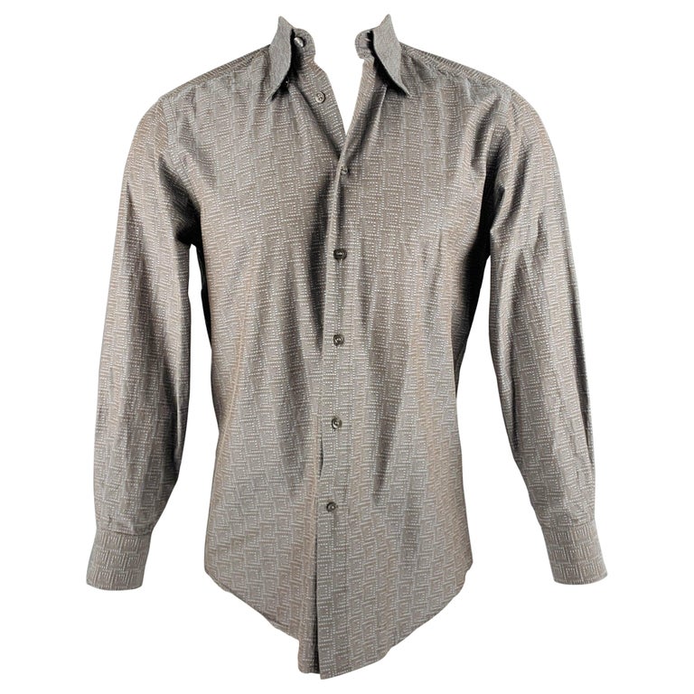 VERSACE Size S Grey Blue Dots Long Sleeve Shirt at 1stDibs VERSACE Size S Grey Blue Dots Long Sleeve Shirt at 1stDibs