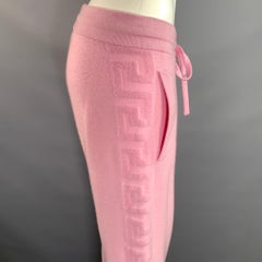 VERSACE - Pantalon de sport décontracté « Greca » en mélange de cachemire rose, taille S