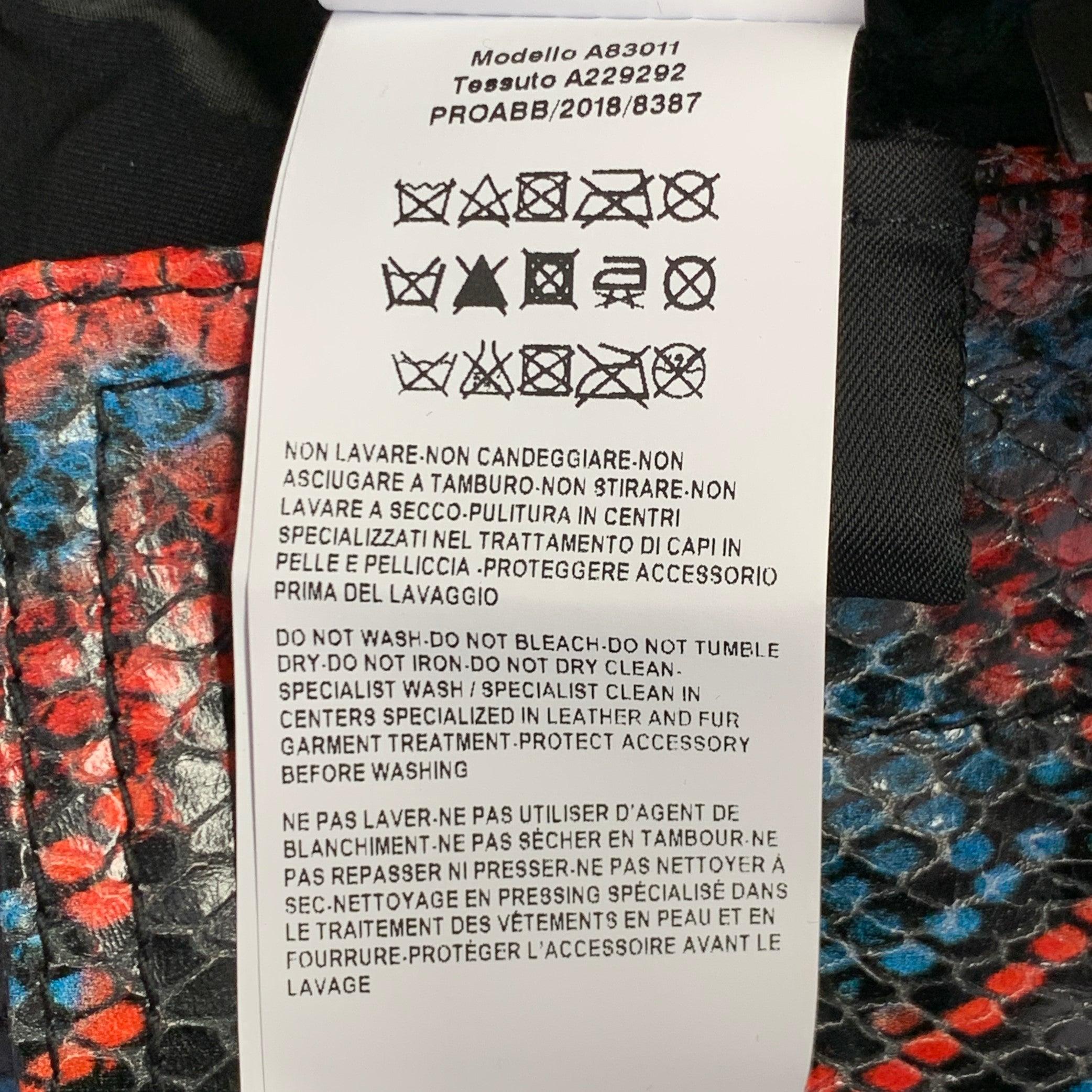 VERSACE Size S Red Blue Leather Snake Embossed Pencil Skirt For Sale 3
