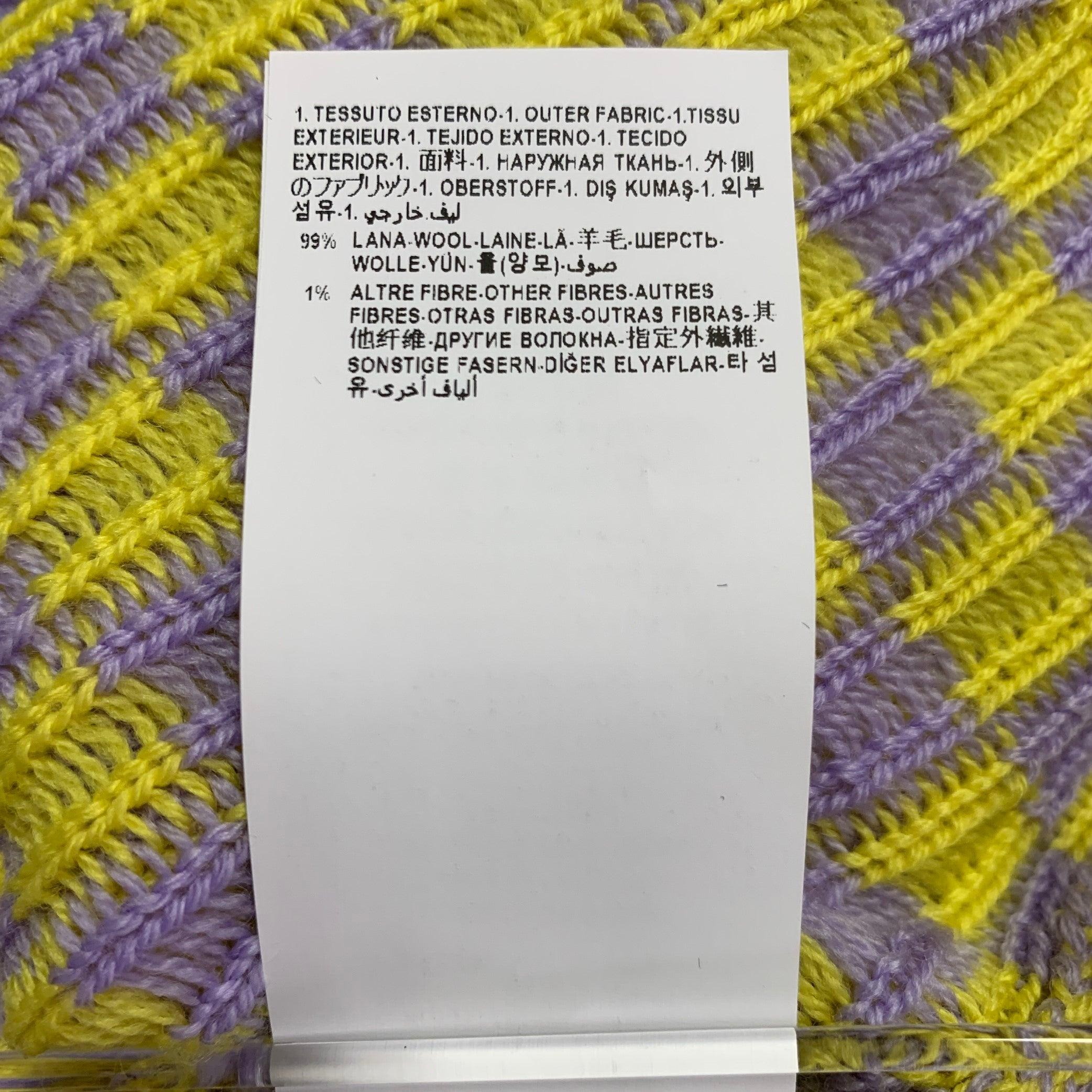 VERSACE Size S Yellow Lavender Wool Blend Checkered Crew Neck Casual Top For Sale 4