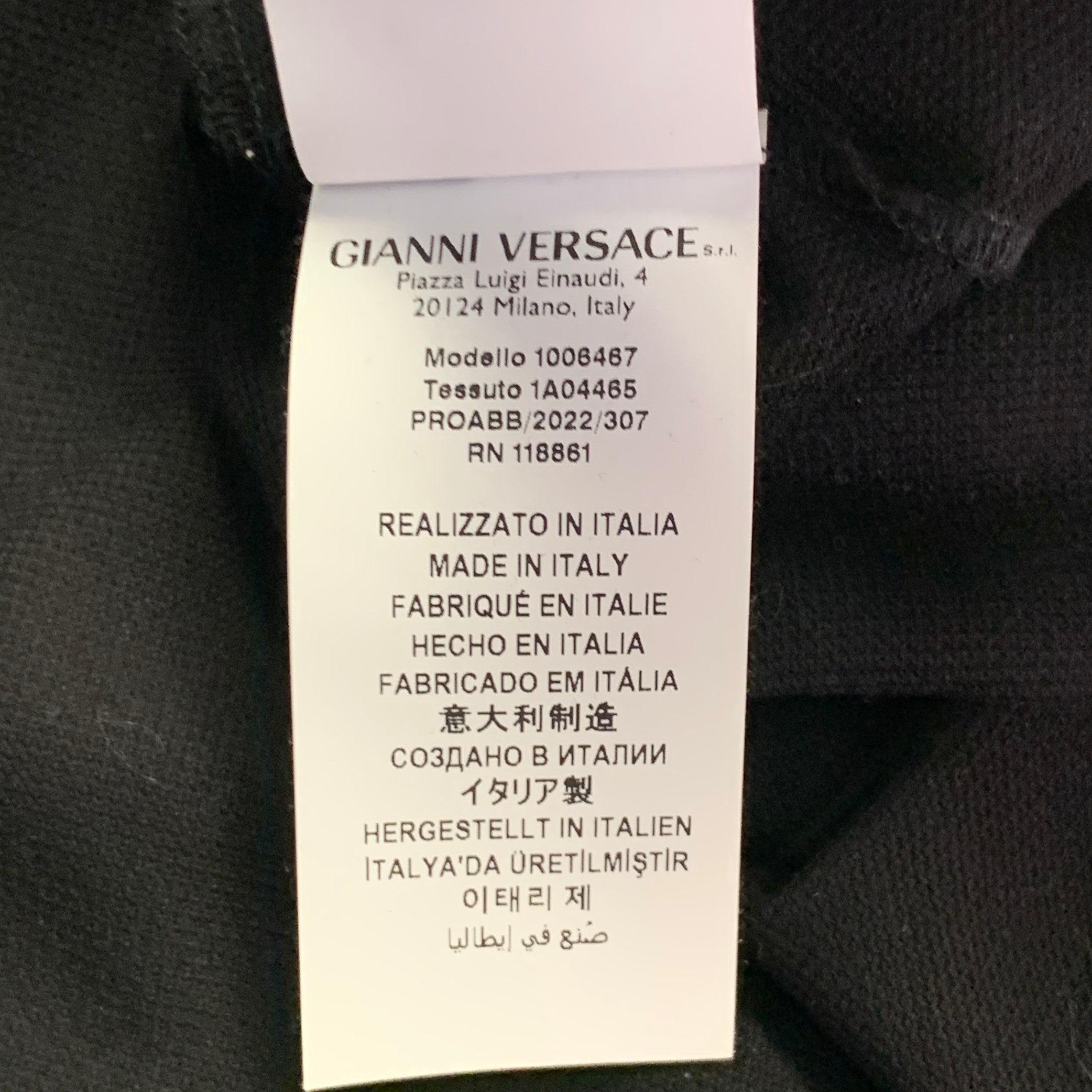 VERSACE Size XXL Black Multi Color Mixed Patterns Cotton Pique Half Placket Polo en venta 3