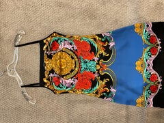 Versace Slate Blue Print Dress Size 0