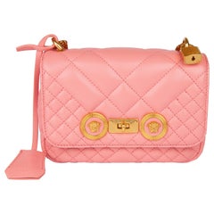 Versace Small Shell Pink Gesteppte Leder Icon Umhängetasche